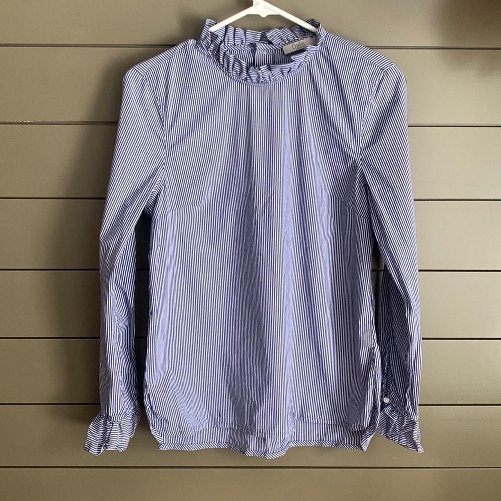 Dalia Blue and White Stripped Dress Shirt. Size S.